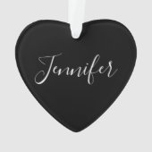 Jouw naam | Elegant wit script op zwart Ornament (achterkant)