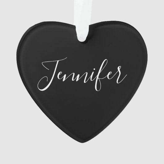 Jouw naam | Elegant wit script op zwart Ornament (achterkant)