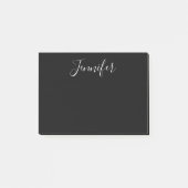 Jouw naam | Elegant wit script op zwart Post-it® Notes (Voorkant)