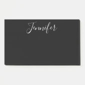 Jouw naam | Elegant wit script op zwart Post-it® Notes (Voorkant)