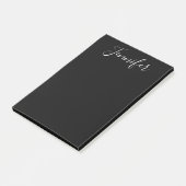 Jouw naam | Elegant wit script op zwart Post-it® Notes (Schuin)
