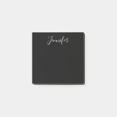 Jouw naam | Elegant wit script op zwart Post-it® Notes (Voorkant)