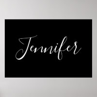 Jouw naam | Elegant wit script op zwart