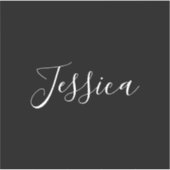 Jouw naam | Elegant wit script op zwart Sticker (Voorkant)