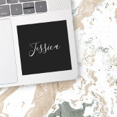 Jouw naam | Elegant wit script op zwart Sticker