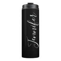Jouw naam | Elegant wit script op zwart