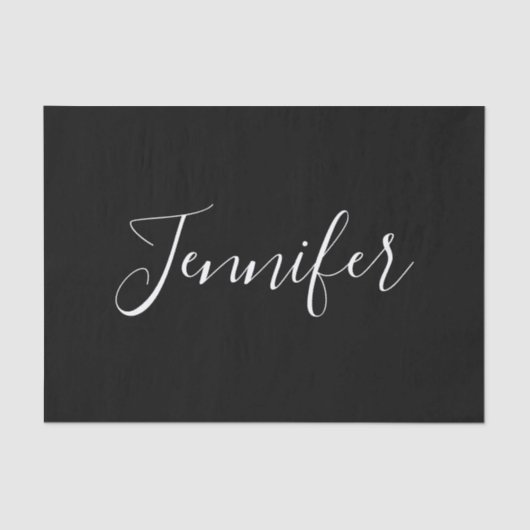 Jouw naam | Elegant wit script op zwart Tissuepapier (Voorkant)