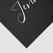 Jouw naam | Elegant wit script op zwart Tissuepapier (Detail)