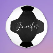 Jouw naam | Elegant wit script op zwart Voetbal