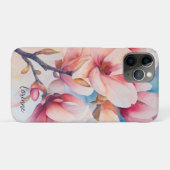 Jouw naam Elegante Roze Magnolia Bloesems Case-Mate iPhone Case (Achterkant (horizontaal))