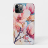 Jouw naam Elegante Roze Magnolia Bloesems Case-Mate iPhone Case (Achterkant)