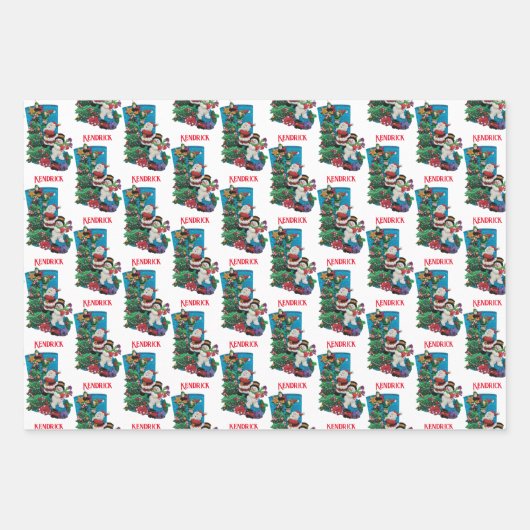 Jouw naam(en) Aangepaste kerstfeestdag Inpakpapier Vel (Voorkant)