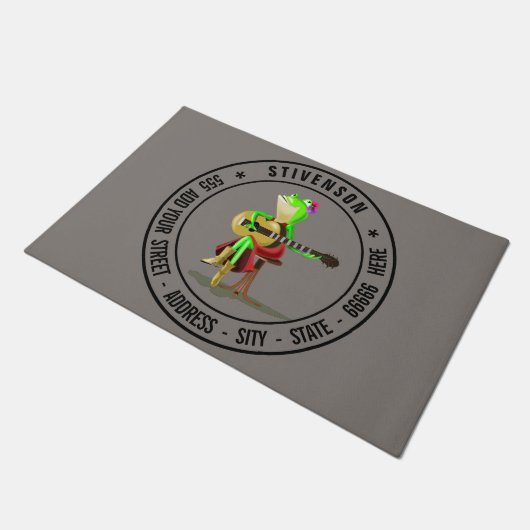 Jouw naam en adres of aangepaste tekst - gitaarkik deurmat (Schuin)