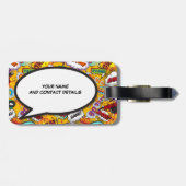 Jouw naam en Bericht Spraak Bubble Fun Retro Bagagelabel (Achterkant horizontaal)