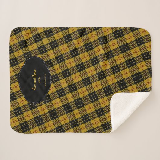 Jouw naam en datum MacLeod Scottish Clan Tartan Sherpa Deken (Voorkant (horizontaal))