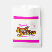 Jouw naam en datum Roze en Geel zoete zestien Bedankzakje (Voorkant)