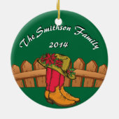 Jouw naam en datum van de kerstkalkoenen keramisch ornament (Achterkant)
