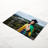 Jouw naam en foto Afstuderen donkere Folie aankond Folie Uitnodiging (Gedraaid)