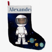 Jouw naam en foto Astronaut Buitenruimte Grote Kerstsok (Voorkant)