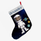 Jouw naam en foto Astronaut Buitenruimte Grote Kerstsok (Achterkant (Hangend))