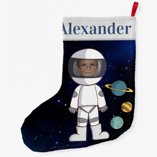 Jouw naam en foto Astronaut Buitenruimte Grote Kerstsok (Achterkant)
