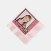 Jouw naam en foto's gezoet 16 met roze glitter servet (Hoek)