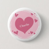 Jouw naam(en) in aangepaste hartknoppen ronde button 5,7 cm (Voorkant)