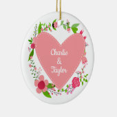 Jouw naam(en) in een aangepaste hartvormgeving keramisch ornament (Rechts)