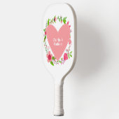 Jouw naam(en) in een bloem hart pickleball paddle (Links)