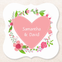 Jouw naam(en) in een onderzetter van hartpapier