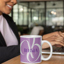 Jouw naam en Initiaal Lavender Paars Grey