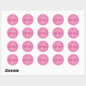 Jouw naam en Initiaal Roze Ronde Sticker (Vel)