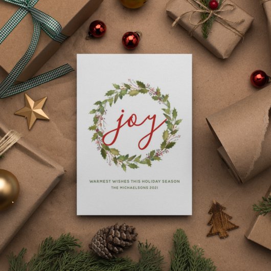 Jouw naam en jaar | kerstfeestvreugde Waterverf Wr Notitiekaartje