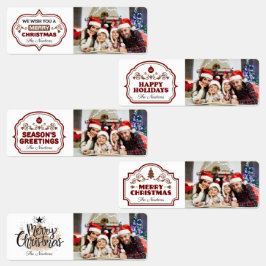 Jouw naam en kerstfoto's labels