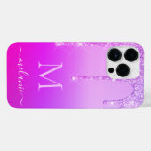 Jouw naam en Letter Paarse Roze Neon iPhone Case iPhone Hoesje (Achterkant horizontaal)