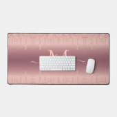 Jouw naam en Letter Roos Gold Desk Mat (Keyboard & Muis)
