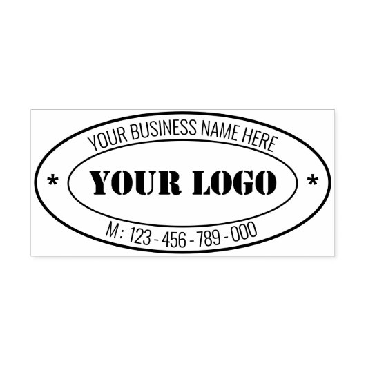 Jouw naam en Logo Business Ovaal Zelfinktstempel Zelfinktende Stempel (Design)