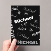 Jouw naam en monogram aangepast patroonzwart acryl uitnodigingen (Insitu (Draagbaar))