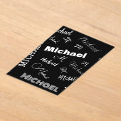 Jouw naam en monogram aangepast patroonzwart acryl uitnodigingen (Laagn)