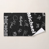Jouw naam en monogram aangepast patroonzwart bad handdoek (Handdoek)