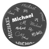 Jouw naam en monogram aangepast patroonzwart hockey puck (Voorkant)