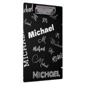 Jouw naam en monogram aangepast patroonzwart klembord (Rechts)