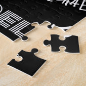 Jouw naam en monogram aangepast patroonzwart legpuzzel (Zijkant)
