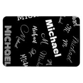 Jouw naam en monogram aangepast patroonzwart magneet (Horizontaal)