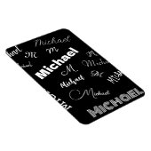 Jouw naam en monogram aangepast patroonzwart magneet (Rechterzijde)