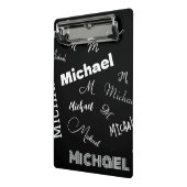 Jouw naam en monogram aangepast patroonzwart mini klembord (Angled2)