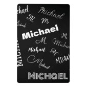 Jouw naam en monogram aangepast patroonzwart mini klembord (Achterkant)