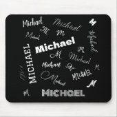 Jouw naam en monogram aangepast patroonzwart muismat (Voorkant)