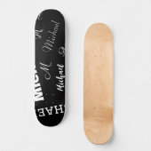 Jouw naam en monogram aangepast patroonzwart persoonlijk skateboard (Voorkant)