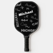 Jouw naam en monogram aangepast patroonzwart pickleball paddle (Voorkant)